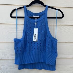 525 America Blue Ribbed Crop Tank Top